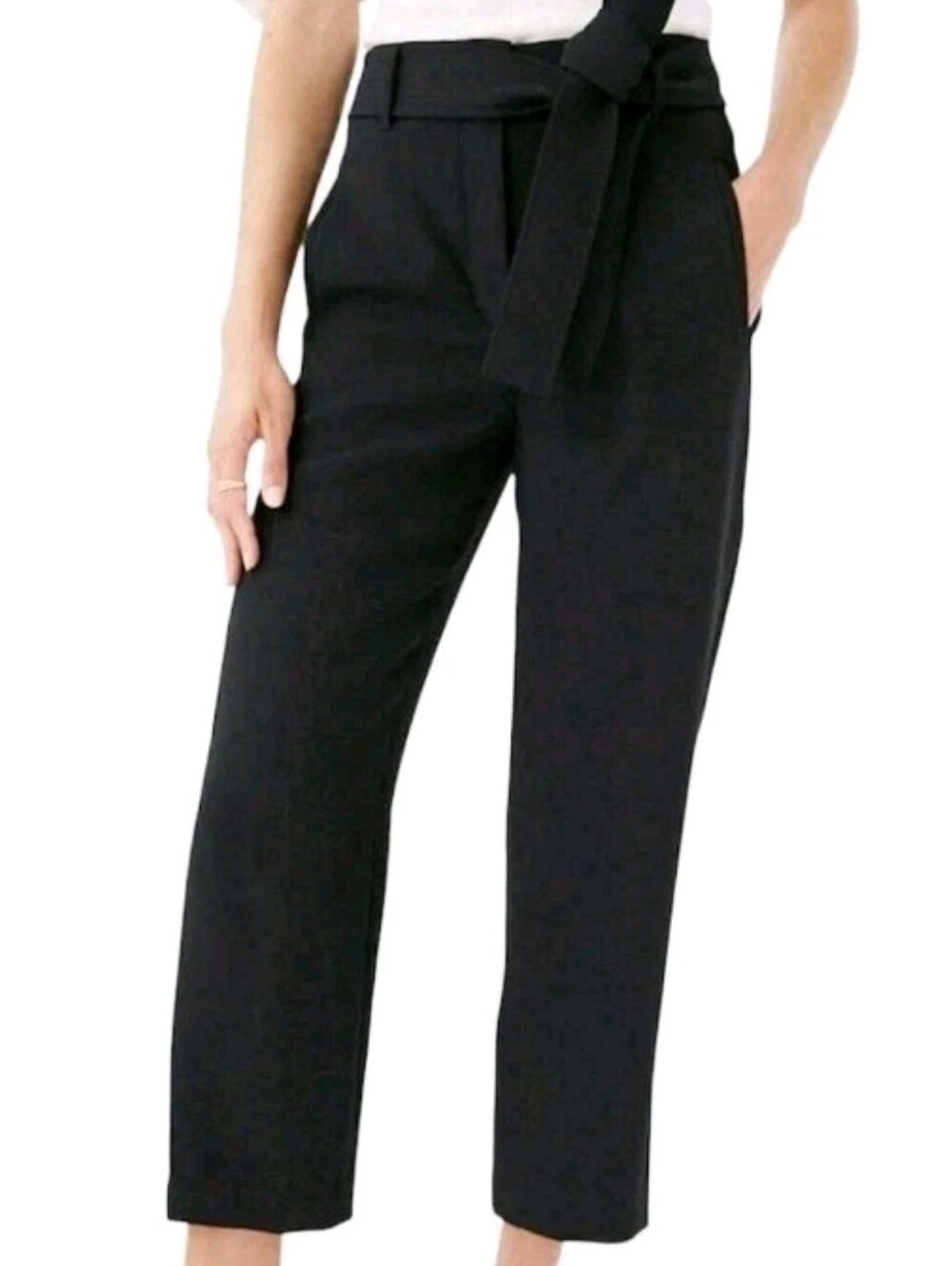 Aritzia Wilfred $248 Black Waist Tie High Rise Dress Pants Sz 8